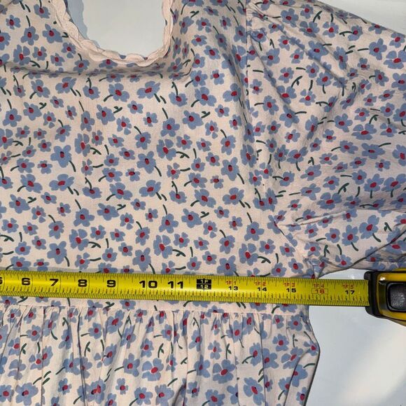 Damson Madder Greta Ditsy Floral Midi Dress Blue White US 6 / UK 10 Organic Cott - Picture 11 of 12